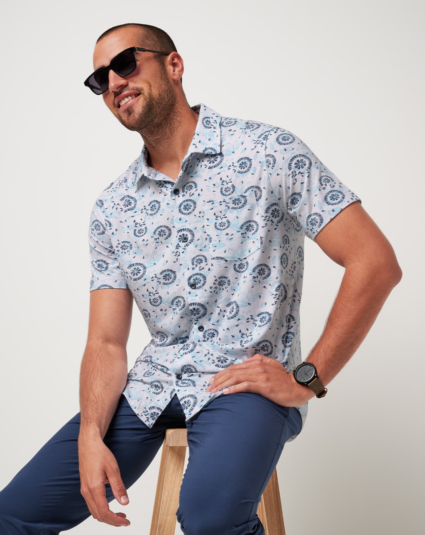 Travis Mathew Online Knit Flourish Button-Up Men