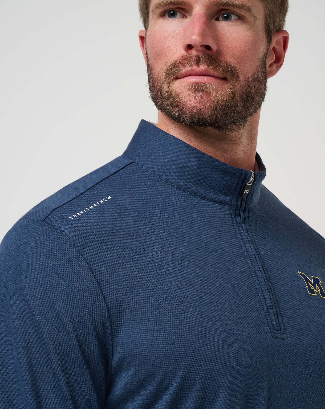 Travis Mathew For Sale Michigan Time To Tailgate Quarter Zip Game Day|New